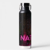 神秘的なトウヒの森の自然ネオンマゼンタのサイン ウォーターボトル (正面)