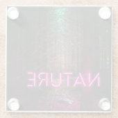 神秘的なトウヒの森の自然ネオンマゼンタのサイン ガラスコースター (裏面)