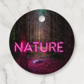 神秘的なトウヒの森の自然ネオンマゼンタのサイン フェイバータグ (裏面)