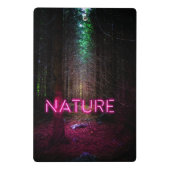 神秘的なトウヒの森の自然ネオンマゼンタのサイン ミニクリップボード (裏面)