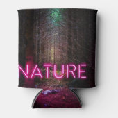 神秘的なトウヒの森の自然ネオンマゼンタのサイン 缶クーラー (正面)