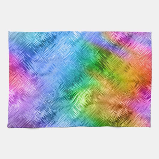 神秘的なトパーズブルーガラス質感 キッチンタオル (横)