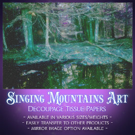 神秘的なトワイライトフォレストのリフレクションポンドデカップージ 薄葉紙