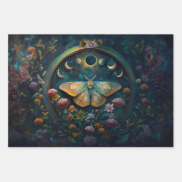 神秘的なトワイライトポータル、神秘的なフローラファンタジー ラッピングペーパーシート