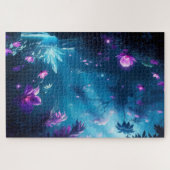 神秘的なトワイライト開花 – 魅惑されたフローラフォレスト ジグソーパズル (横)