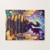 神秘的なドラゴンの魔法使いの本 ジグソーパズル (横)