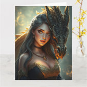 神秘的なドラゴンアート カード (黄色い花)