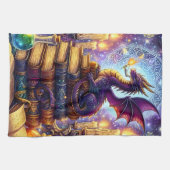 神秘的なドラゴンウィザードの本 キッチンタオル (横)