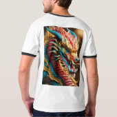 神秘的なドラゴンエンボス Tシャツ (裏面フル)