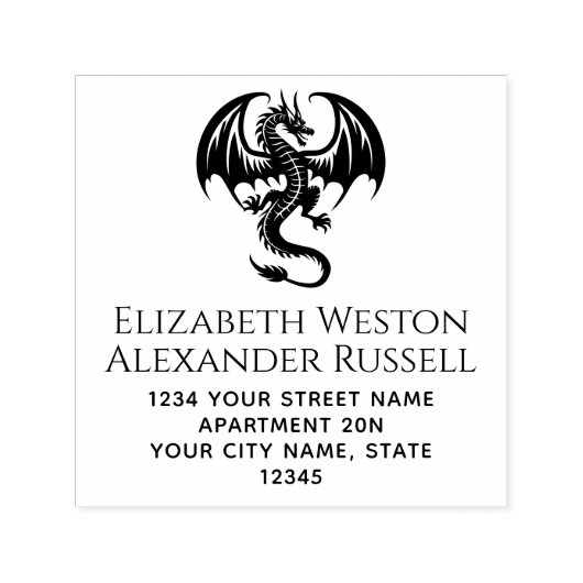 神秘的なドラゴンシルエット#8S名差出人住所 セルフインキングスタンプ (デザイン)