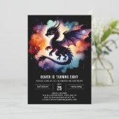 神秘的なドラゴン誕生日編集可能 招待状 (スタンド正面)