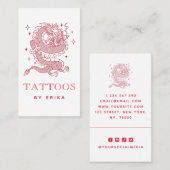 神秘的なドラゴン赤い生き物タトゥーアーティストモダン 名刺 (正面/裏面)