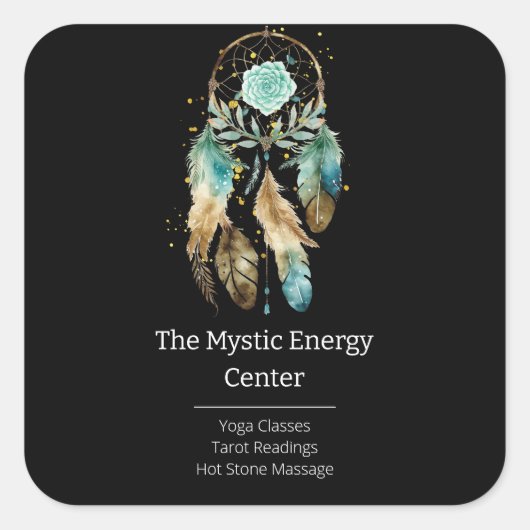 神秘的なドリームキャッチャースピリチュアル形而上学的ヨガ スクエアシール (正面)