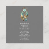 神秘的なドリームキャッチャースピリチュアル形而上学的ヨガ スクエア名刺 (裏面)