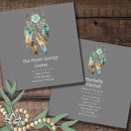 神秘的なドリームキャッチャースピリチュアル形而上学的ヨガ スクエア名刺