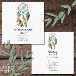 神秘的なドリームキャッチャースピリチュアル形而上学的ヨガ スクエア名刺