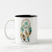 神秘的なドリームキャッチャースピリチュアル形而上学的ヨガ ツートーンマグカップ (左)