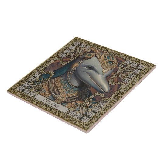 神秘的なドルフィンパーソナライズされたスピリット部族の献上品 タイル (側面)