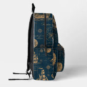 神秘的なナビゲーター – ヴィンテージマップ&コンパスデザイン プリントバックパック (左)