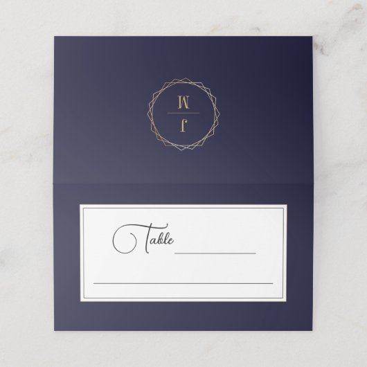 神秘的なネイビーブルーゴールデンエレメンツ プレイスカード (外部開封)