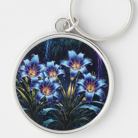 神秘的なネオンリリー植物性自然植物 キーホルダー (正面)