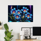 神秘的なネオンリリー植物性自然植物 ポスター (ホームオフィス)