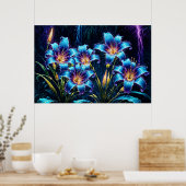 神秘的なネオンリリー植物性自然植物 ポスター (キッチン)