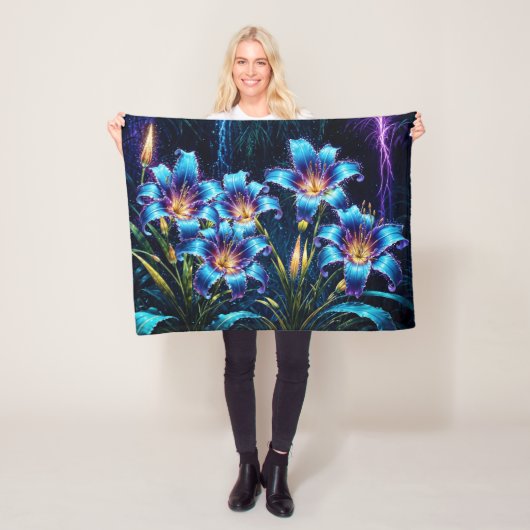 神秘的なネオン植物性自然インスパイアデザイン フリースブランケット (インサイチュ)