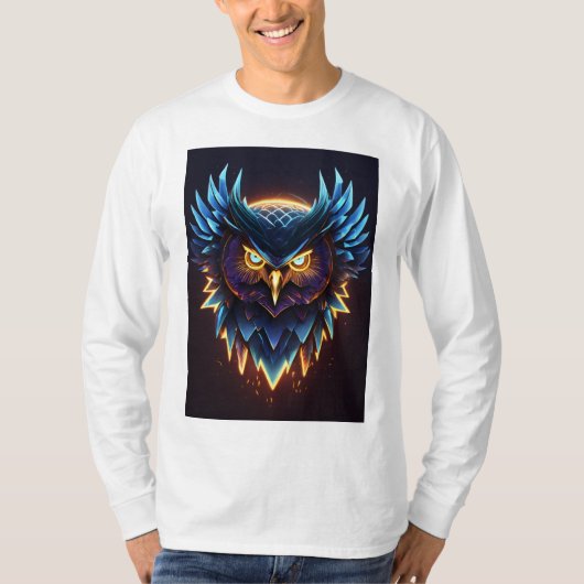 神秘的なノクターン：フクロウ魔法のティー Tシャツ (正面)