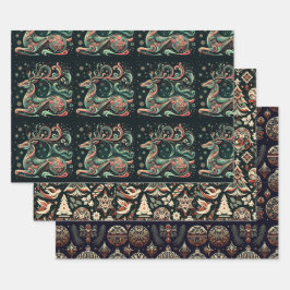 神秘的なノワール芸術的：暗い色調のクリスマス紙 ラッピングペーパーシート