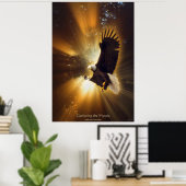 神秘的なハゲ・イーグル&サンライトの光線ファンタジー・アート ポスター (ホームオフィス)