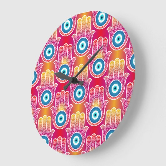 神秘的なハムザ華美:シームレスデザイン。 ラージ壁時計 (傾斜)