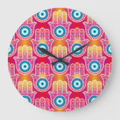 神秘的なハムザ華美:シームレスデザイン。 ラージ壁時計 (正面)