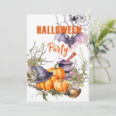 神秘的なハロウィンパーティーの招待状(かぼちゃ付き) 招待状 (スタンド正面)