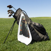 神秘的なハロウィーンブラックキャットアート不気味- Feline w ゴルフタオル (グリーン)