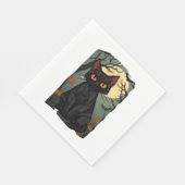 神秘的なハロウィーンブラックキャットアート不気味- Feline w スタンダードランチョンナプキン (角)