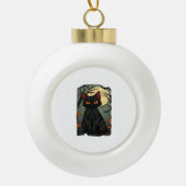 神秘的なハロウィーンブラックキャットアート不気味- Feline w セラミックボールオーナメント (正面)