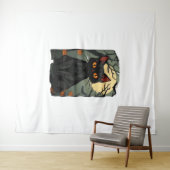 神秘的なハロウィーンブラックキャットアート不気味- Feline w タペストリー (インサイチュ(横))