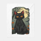 神秘的なハロウィーンブラックキャットアート不気味- Feline w フリースブランケット (正面)