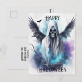 神秘的なハロウィーン幽霊 – ゴシック様式の水彩画 ポストカード (正面/裏面)
