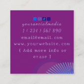 神秘的なハートパッションフラワー霊気エネルギーヒーラー スクエア名刺 (裏面)