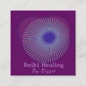 神秘的なハートパッションフラワー霊気エネルギーヒーラー スクエア名刺 (正面)