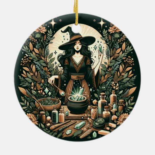 神秘的なハーバリスト:魔術とヒーリンの芸術 セラミックオーナメント (裏面)