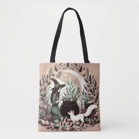 神秘的なハーバリスト：魔術とヒーリンの芸術 トートバッグ (正面)