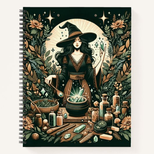神秘的なハーバリスト：魔術とヒーリンの芸術 ノートブック (正面)