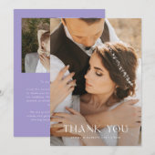 神秘的なバイオレットの結婚式の写真 サンキューカード (正面/裏面)