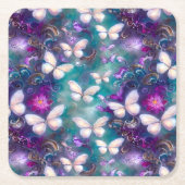 神秘的なバタフライシリーズデザイン1 スクエアペーパーコースター (正面)