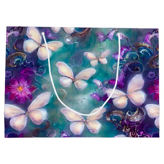 神秘的なバタフライシリーズデザイン1 ラージペーパーバッグ (裏面)