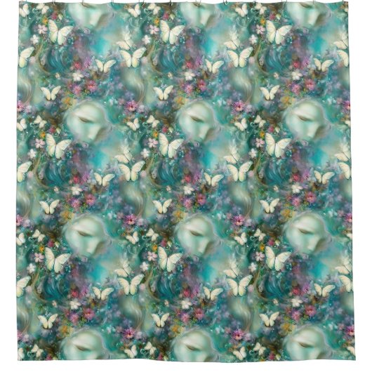 神秘的なバタフライシリーズデザイン3 シャワーカーテン (正面)