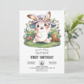 神秘的なバニー1st誕生日デジタル 招待状 (スタンド正面)